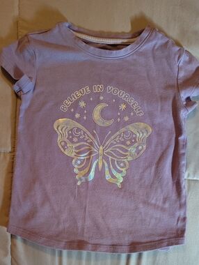 jumping beans Lavender Tee with Iridescent Butterfly